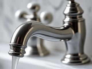 Vintage-style bathroom faucet with ceramic handles